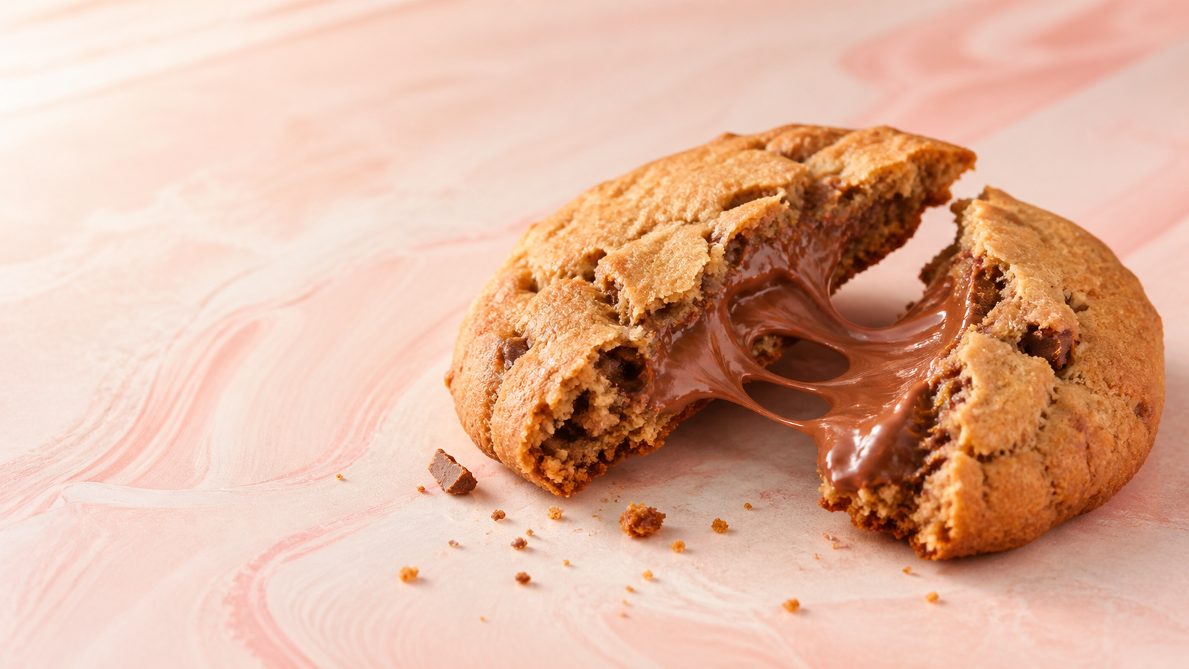 Cookie Butter Be partido ao meio com recheio de chocolate cremoso